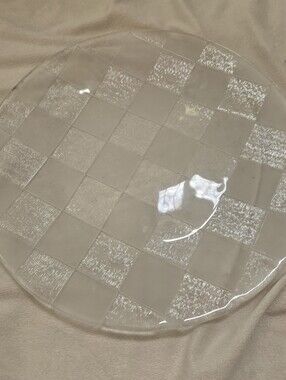 Clear White Checkered Serving Plate